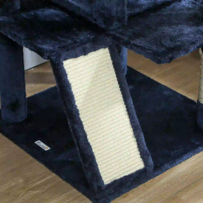 63" Cat Tree, Multi-Level Tower, Scratching Posts, Condos, Bed, Dark Blue