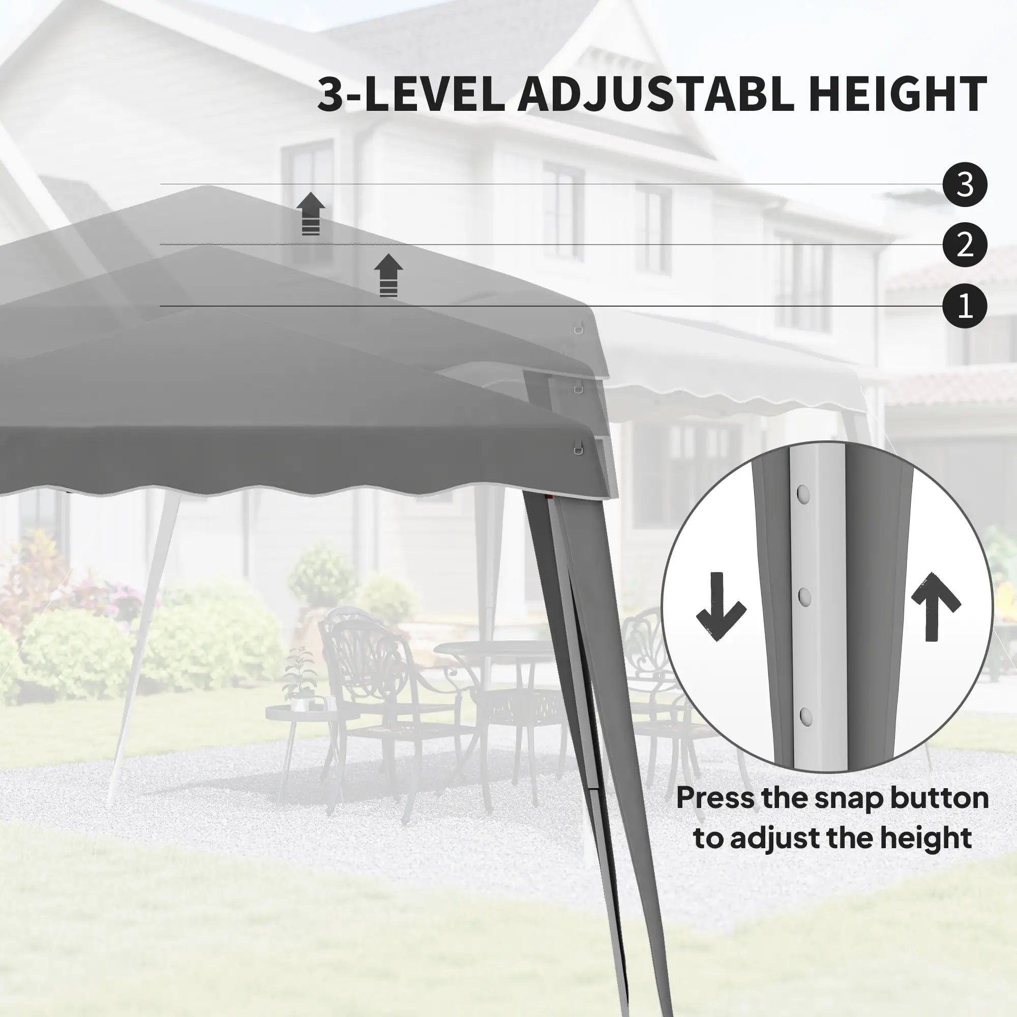 8' x 8' Pop Up Canopy, Foldable Outdoor Tent, Portable With Carrying Bag, Grey Pop Up Canopies at Gallery Canada
