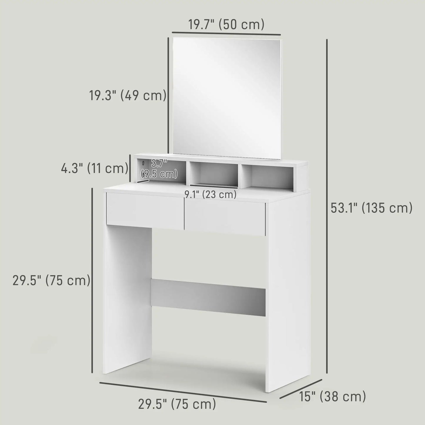 Modern Makeup Vanity Desk with Mirror, Drawers, White Dressing & Vanity Tables at Gallery Canada