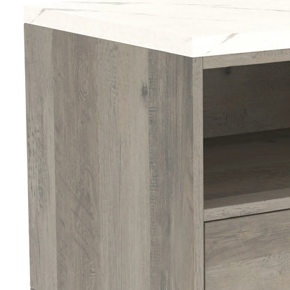 Floating Nightstands Set of 2, Drawer, Marble Top, Natural