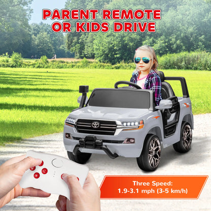 12V Kids Car, Remote Control, Four Wheel Spring Suspension, LED Light, Grey Electric Toy Cars at Gallery Canada