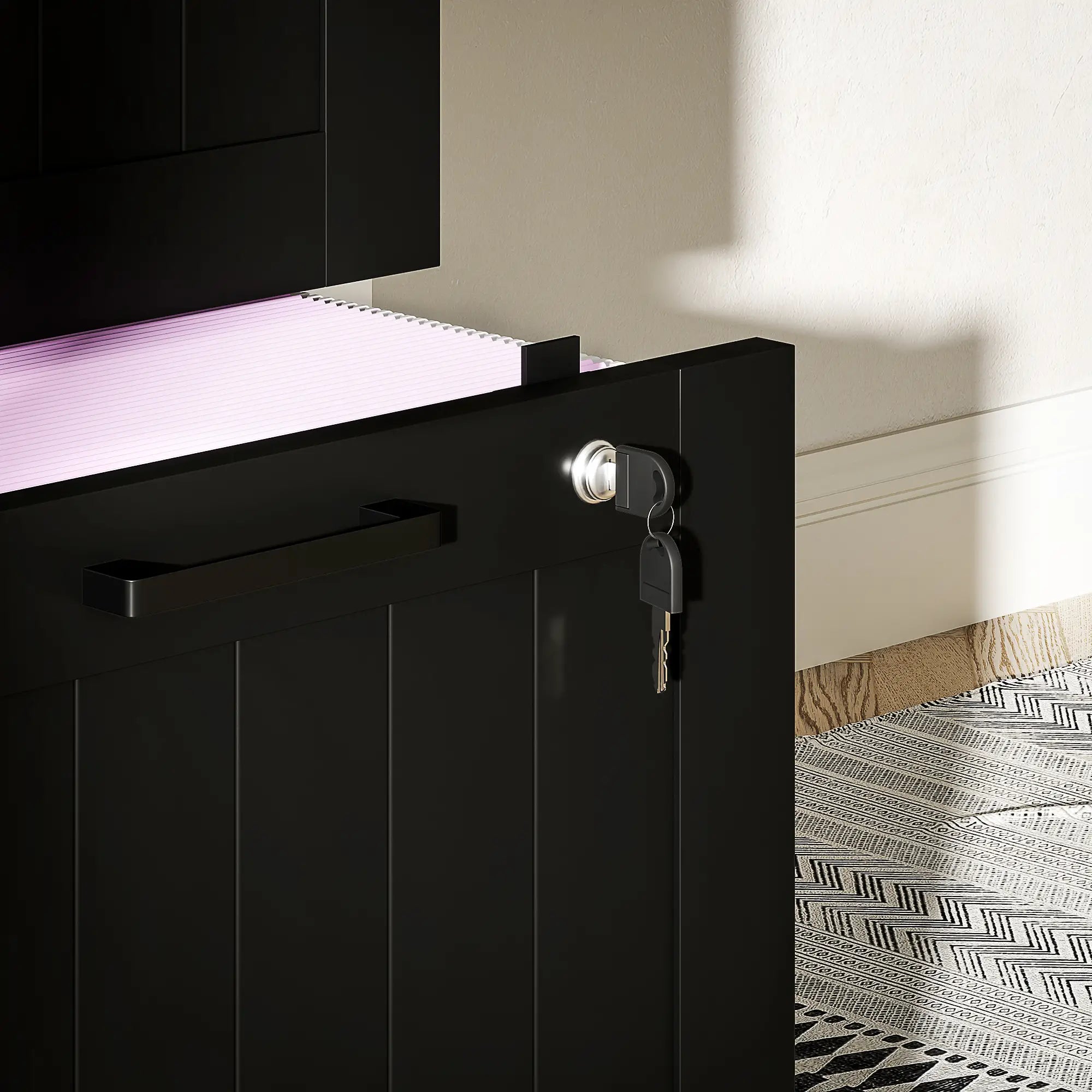 4 Drawer Filing Cabinet with Lock, Adjustable Hanging Bars, Black Office Cabinets & Cupboards at Gallery Canada