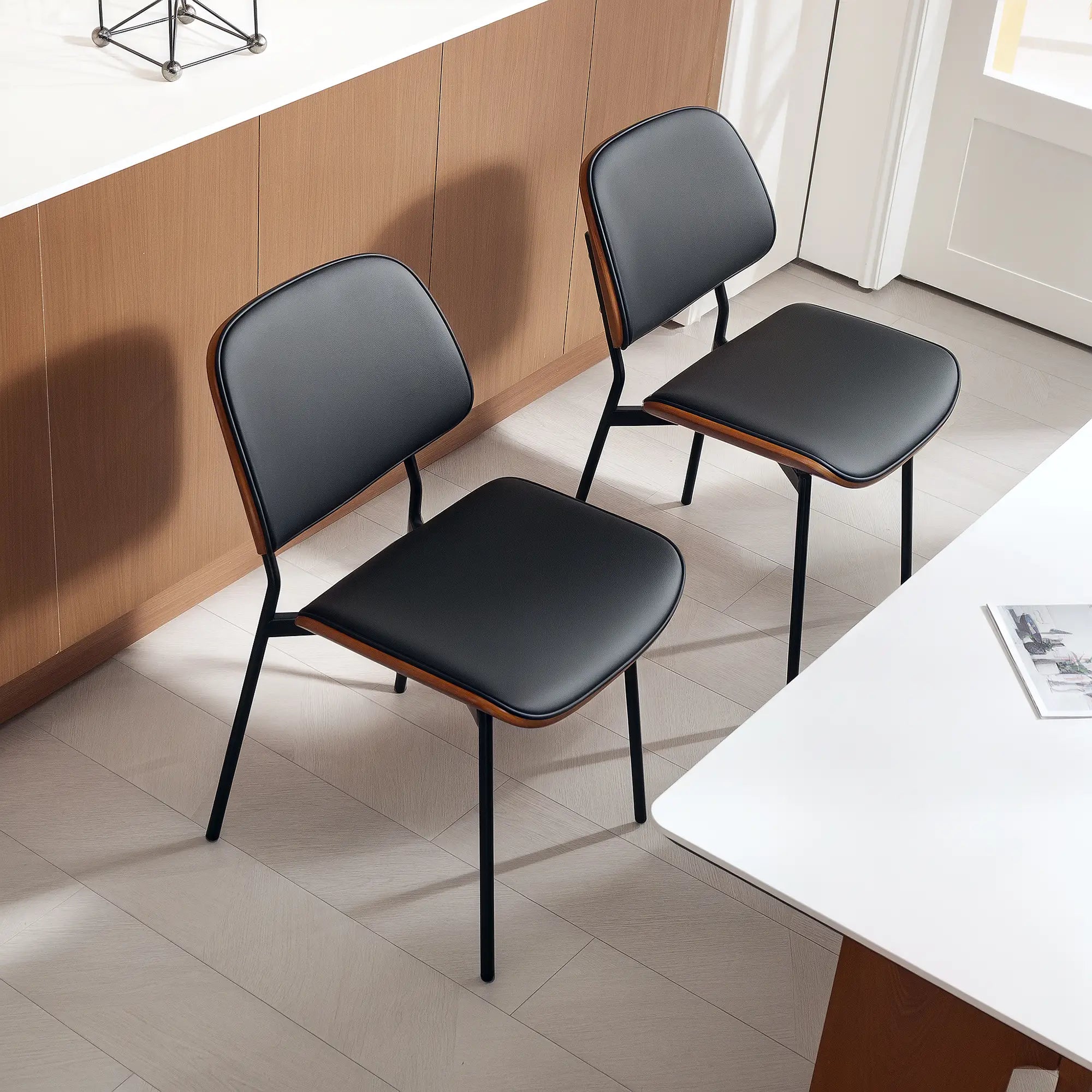 Dining Chairs Set of 2, Mid Century Modern, Bentwood Back, Metal Legs Dining Chairs at Gallery Canada
