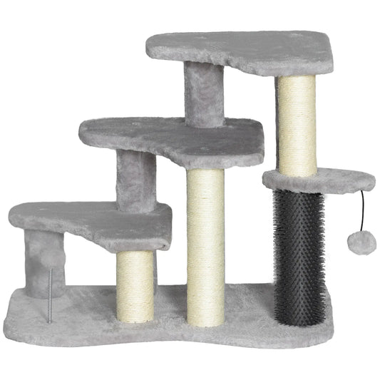 2 in 1 Cat Tree, 3 Steps with Scratching Posts, Toy Balls, Light Grey Cat Stairs Light Grey, Cream White at Gallery Canada