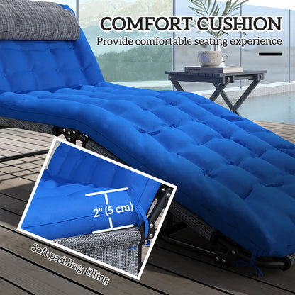 Folding Lounge Chair, 4-Level Reclining Back, Cushion, Blue Lounger Chairs at Gallery Canada