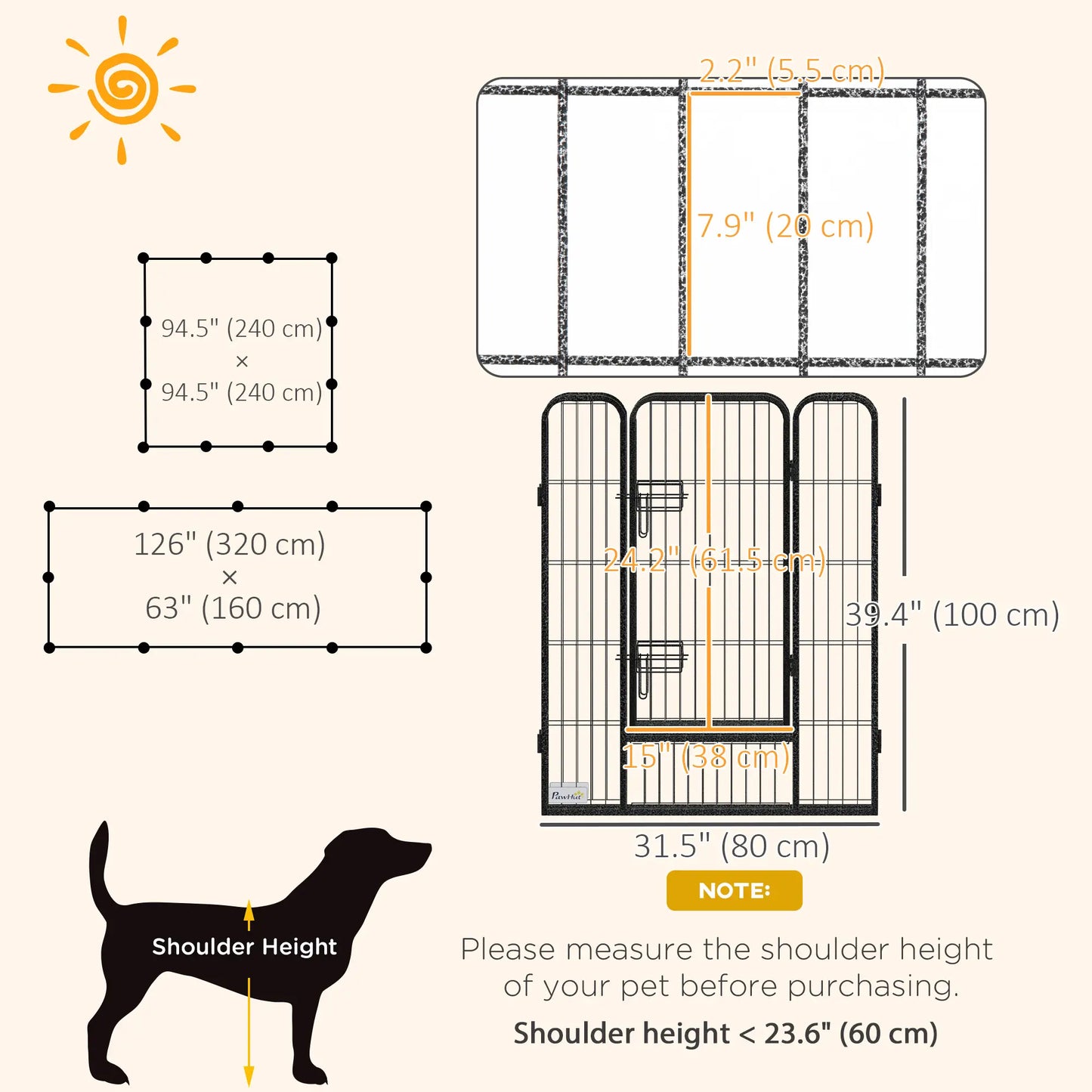 Dog Pen With Gate, 12 Panels Puppy Playpen, 39"H Houses, Kennels & Pens at Gallery Canada