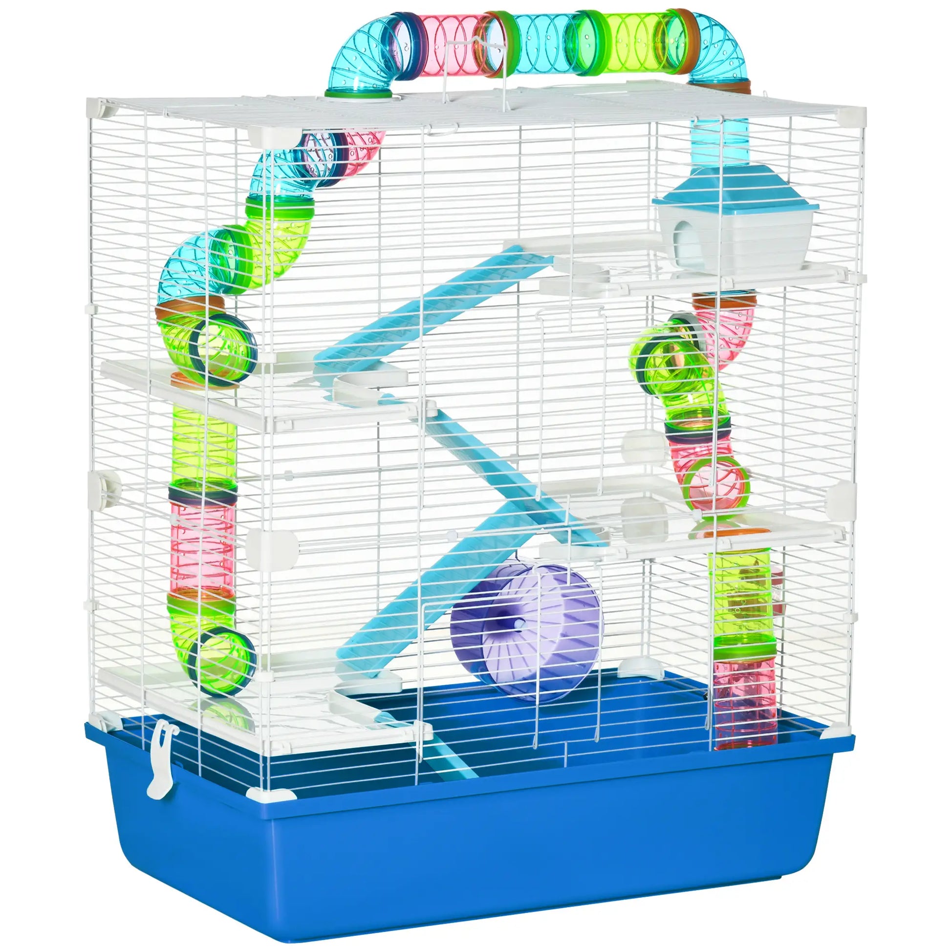 23" Large Hamster Cage, 5-Level with Tunnel Tube, Blue Hamster Cages at Gallery Canada