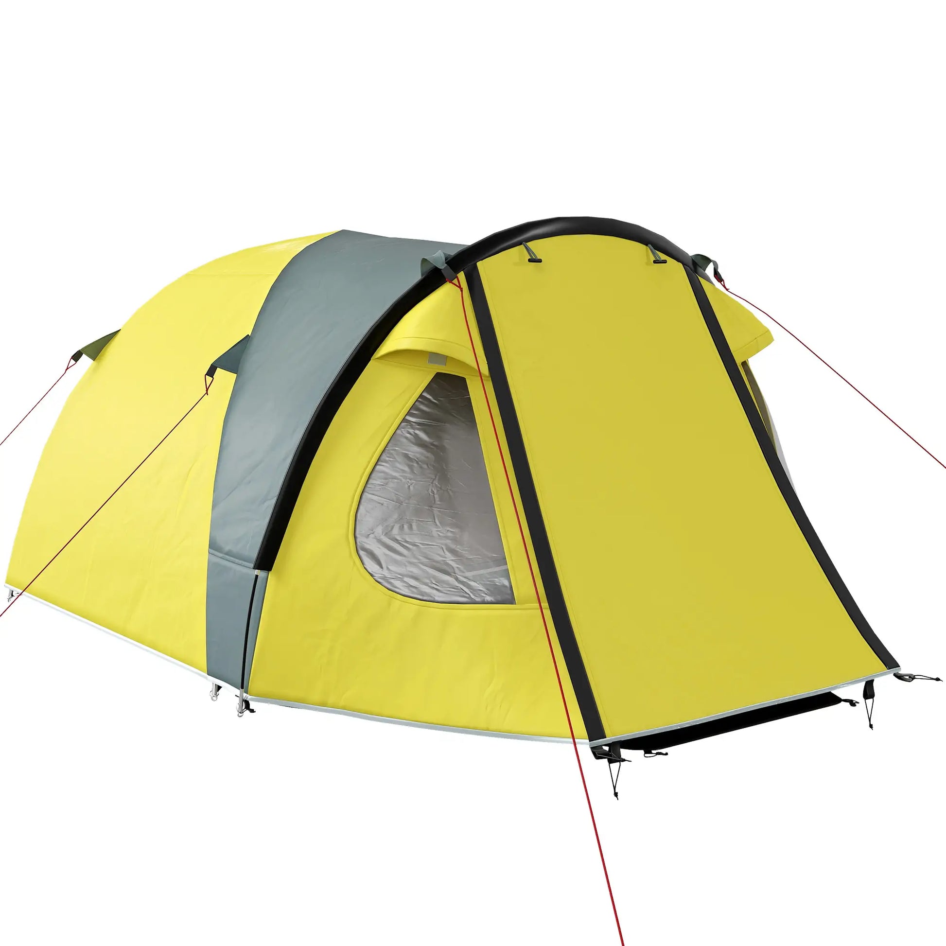 3-4 Person Camping Tent, Easy Setup, Waterproof, Sewn-in Groundsheet Camping Tents Yellow, Black at Gallery Canada