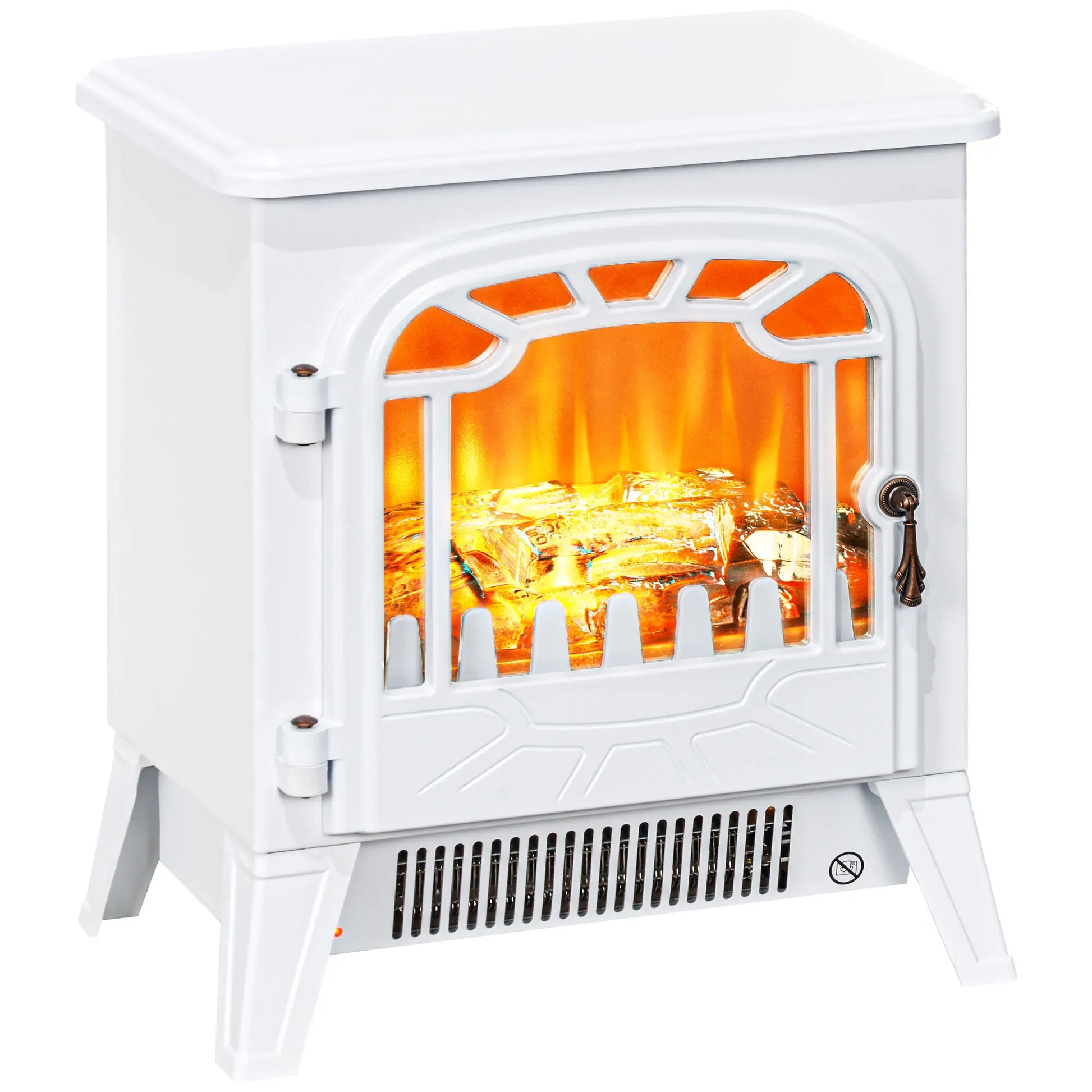 Freestanding Electric Fireplace Heater, Overheat Protection, Realistic Flame, 750W/1500W, White Electric Fireplaces at Gallery Canada
