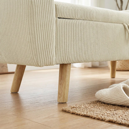Corduroy Storage Ottoman Bench, 59", Beige