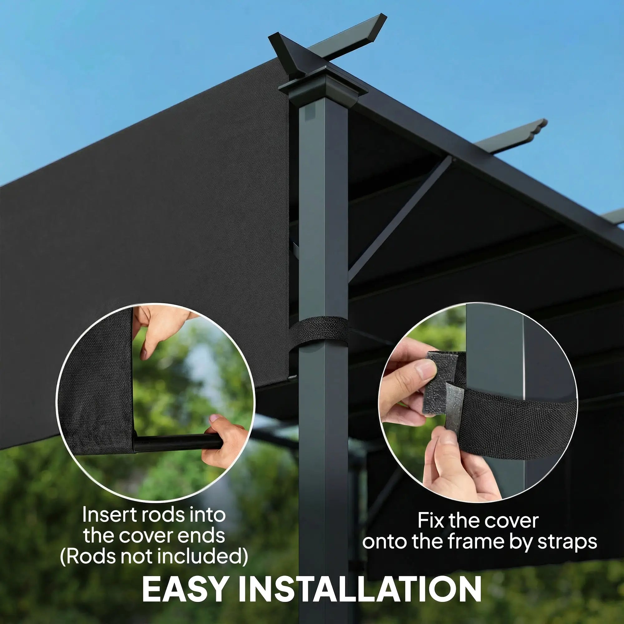 2 Pcs UV Protection Pergola Replacement Canopy, 10' x 10' Size, Black Gazebo Canopy Replacement at Gallery Canada