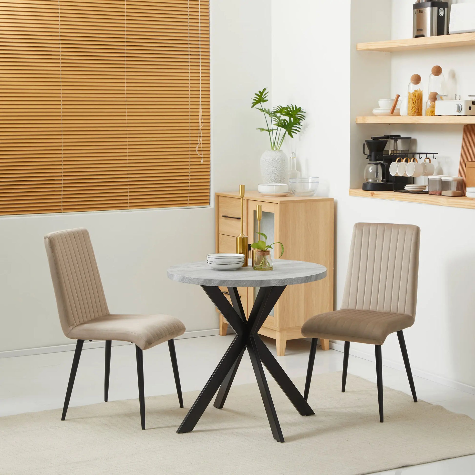 29" Round Dining Table, Contemporary Kitchen Table, Steel Legs, Grey Bar Tables & Dining Tables at Gallery Canada