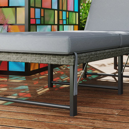 Folding Outdoor Lounge Chair, Wicker Chaise With Cushion, Grey Wicker Chaise Loungers at Gallery Canada