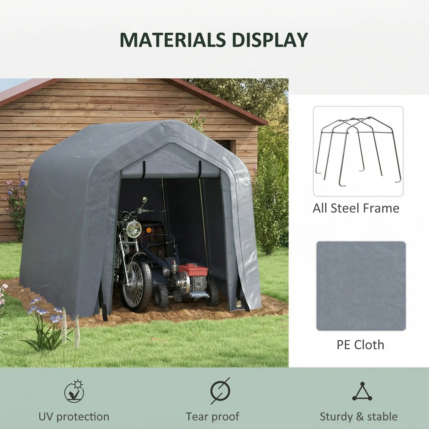 8' x 6' Carport, Sidewalls Roll-Up Door, Outdoor Storage Shelter, Dark Grey Car Shelters at Gallery Canada
