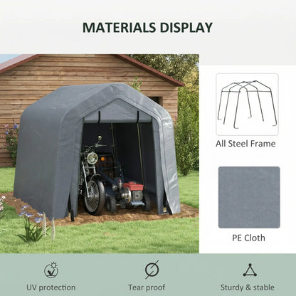 8' x 6' Carport, Sidewalls Roll-Up Door, Outdoor Storage Shelter, Dark Grey Car Shelters at Gallery Canada