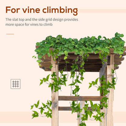 85" Wooden Garden Arbour, Arch Trellis for Climbing Vines, Carbonized Garden Arches at Gallery Canada