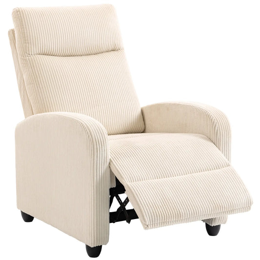 Manual Fabric Recliner Chair, Single Reclining Sofa, Padded Seat, Beige Sofas & Reclining Chairs Beige at Gallery Canada