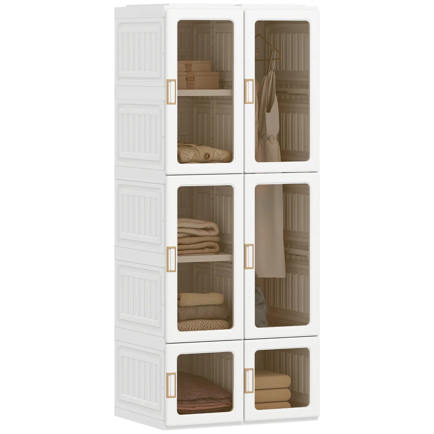 Portable Wardrobe, Foldable Plastic Closet, 6 Compartments, White Clothing Storage at Gallery Canada