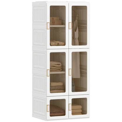 Portable Wardrobe, Foldable Plastic Closet, 6 Compartments, White Clothing Storage at Gallery Canada