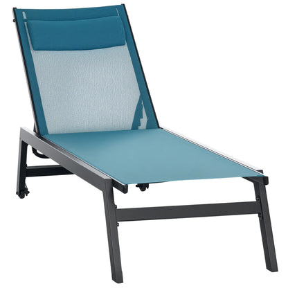 5-Position Tanning Chair With Wheels, Headrest, Aluminum Frame, Blue Lounger Chairs at Gallery Canada
