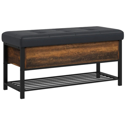 Shoe Storage Bench with Seat, Flip Top, Hidden Space, 4 Pairs