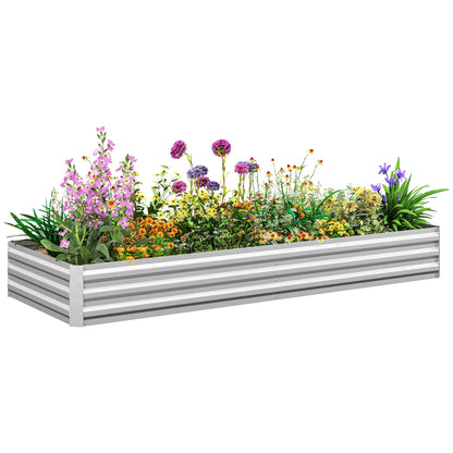 95" x 36" x 12" Galvanized Raised Garden Bed, Metal Planter Box for Flowers, Herbs, Succulents, Silver Galvanized Planter Boxes at Gallery Canada