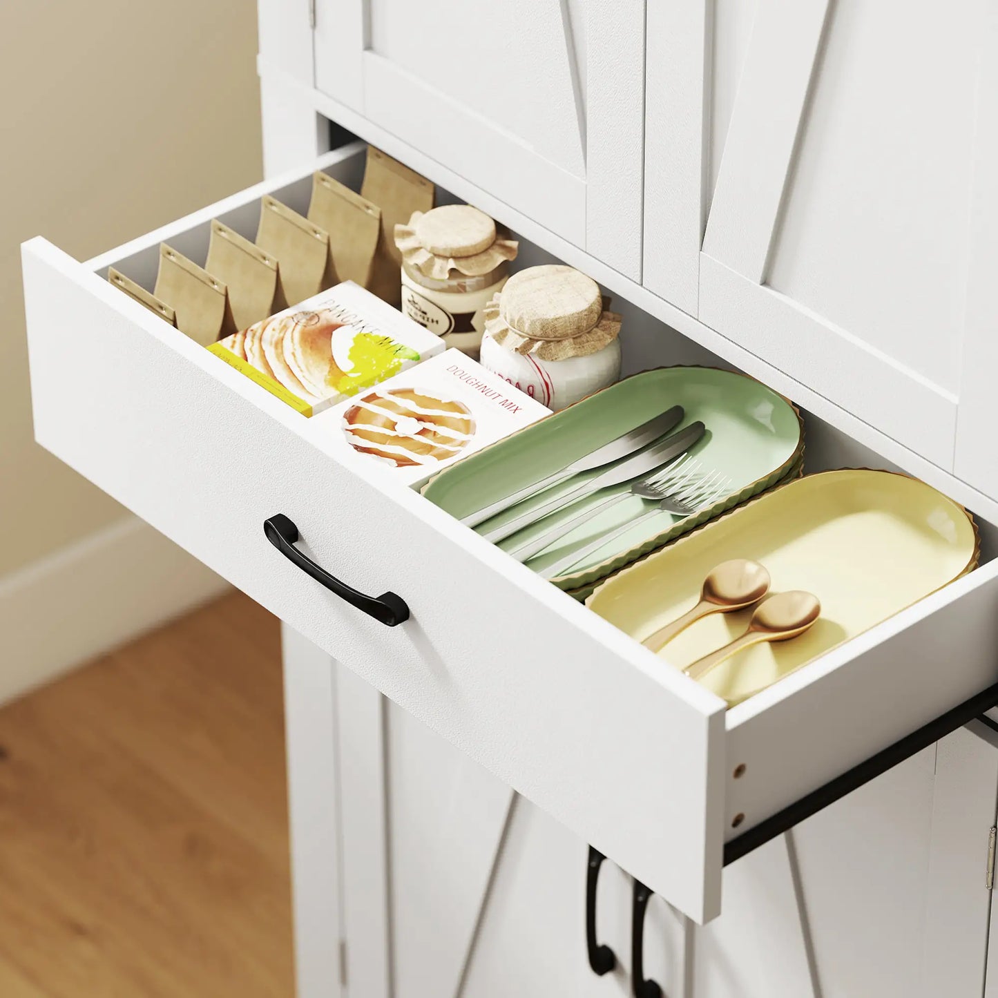 72 Inch Kitchen Pantry Cabinet, Farmhouse Storage, White Kitchen Pantry Cabinets at Gallery Canada