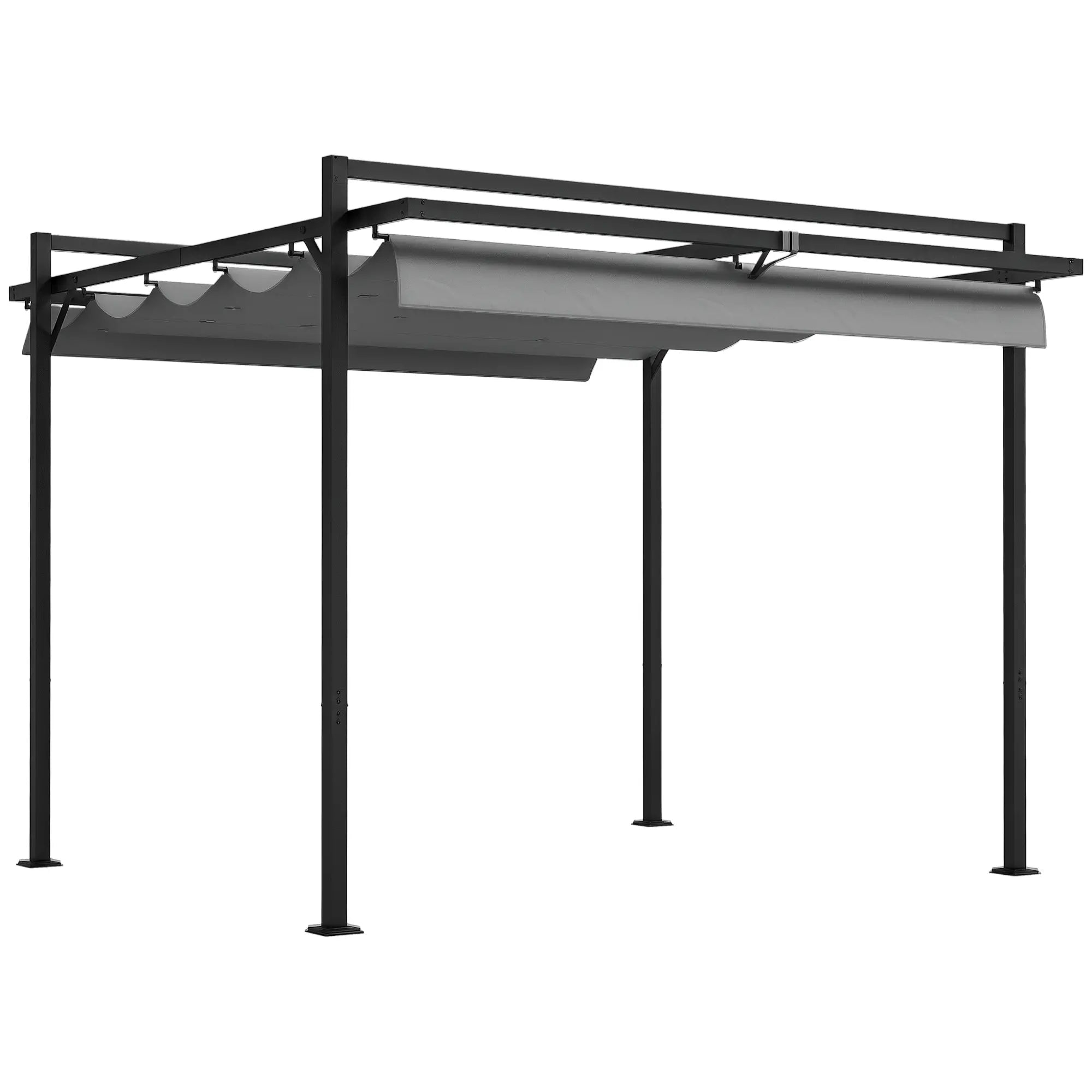 10' x 10' Retractable Pergola, Garden Gazebo, Dark Grey Pergolas at Gallery Canada