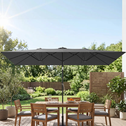 Double-Sided Patio Umbrella With Tilt, Adjustable Height, Vents, 12 Ribs, Grey Double-sided Umbrellas at Gallery Canada