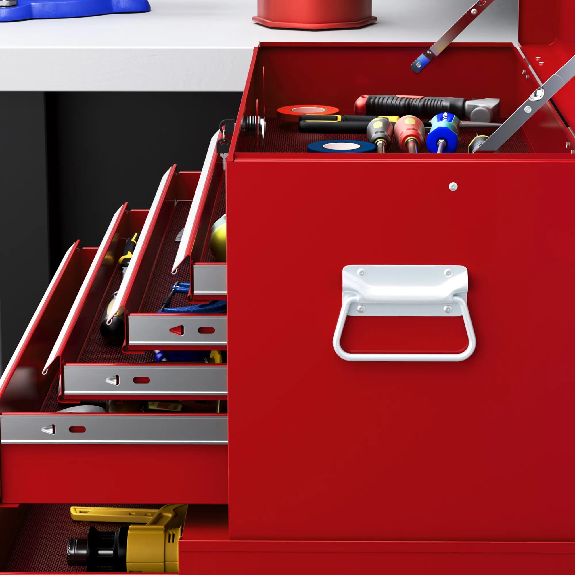 6-Drawer Rolling Tool Chest, 2 in 1 Lockable Storage Cabinet, Red Tool Organizers at Gallery Canada