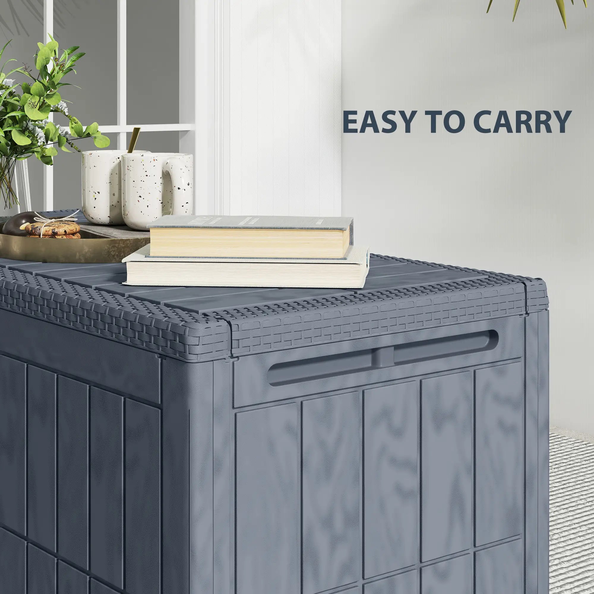 100 Gallon Resin Deck Box, Waterproof Lockable Outdoor Storage Patio Storage Boxes at Gallery Canada