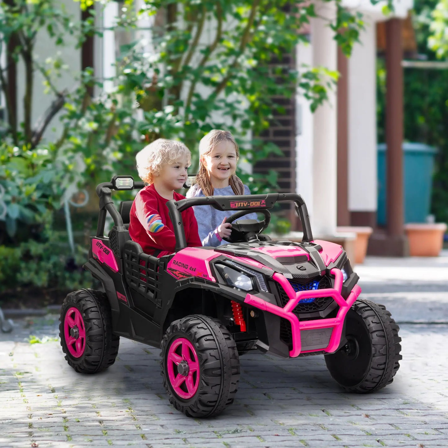 2 Seater 24V Kids Electric Car, Remote Control, 3 Speed, LED Lights, Pink Electric Toy Cars at Gallery Canada