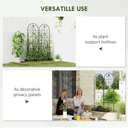 Metal Garden Trellis Set, Bird Design, 150 x 50 cm, Black Plant Stands at Gallery Canada