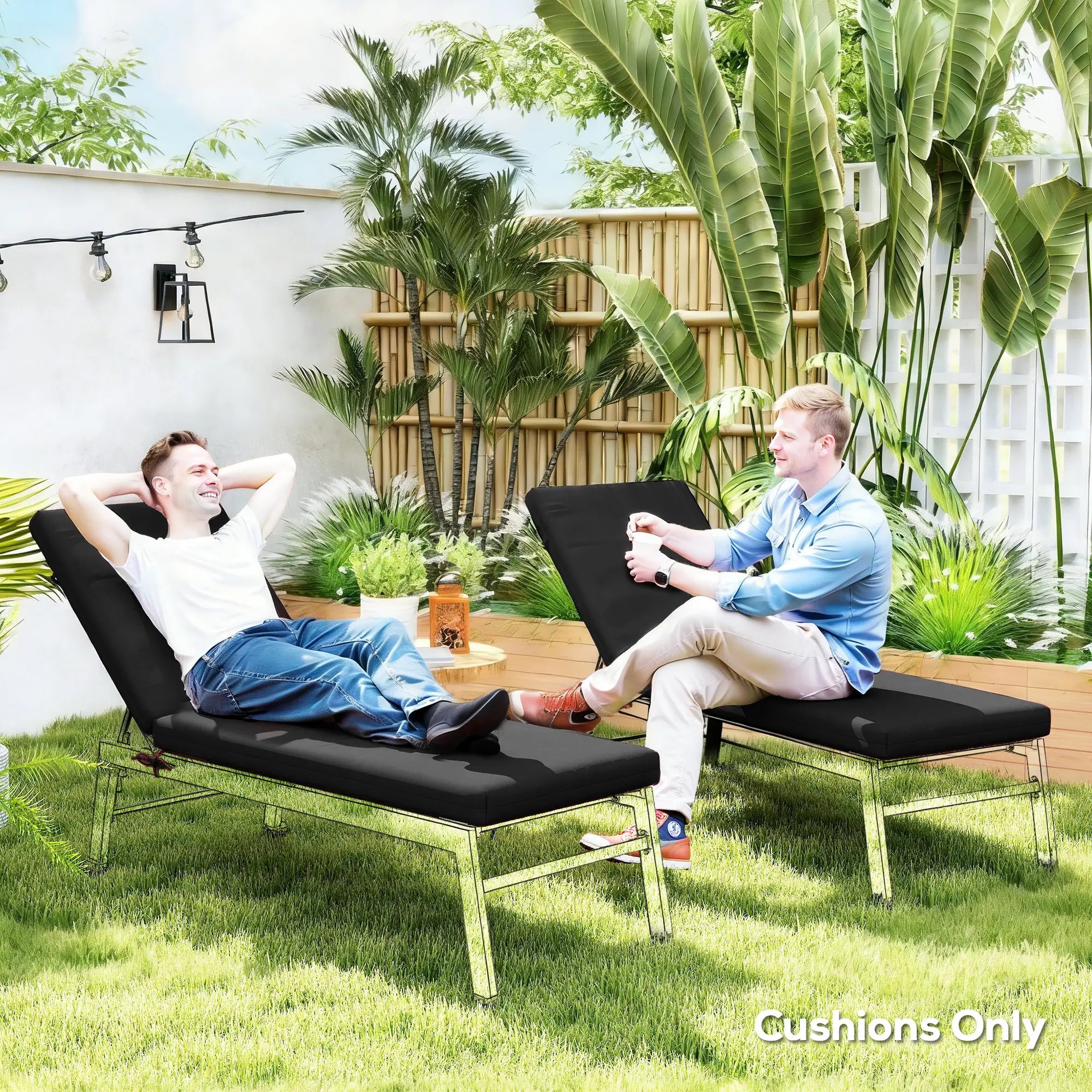2-Piece Patio Chair Cushions, With Ties, Indoor Outdoor, Black Patio Chair Cushions at Gallery Canada