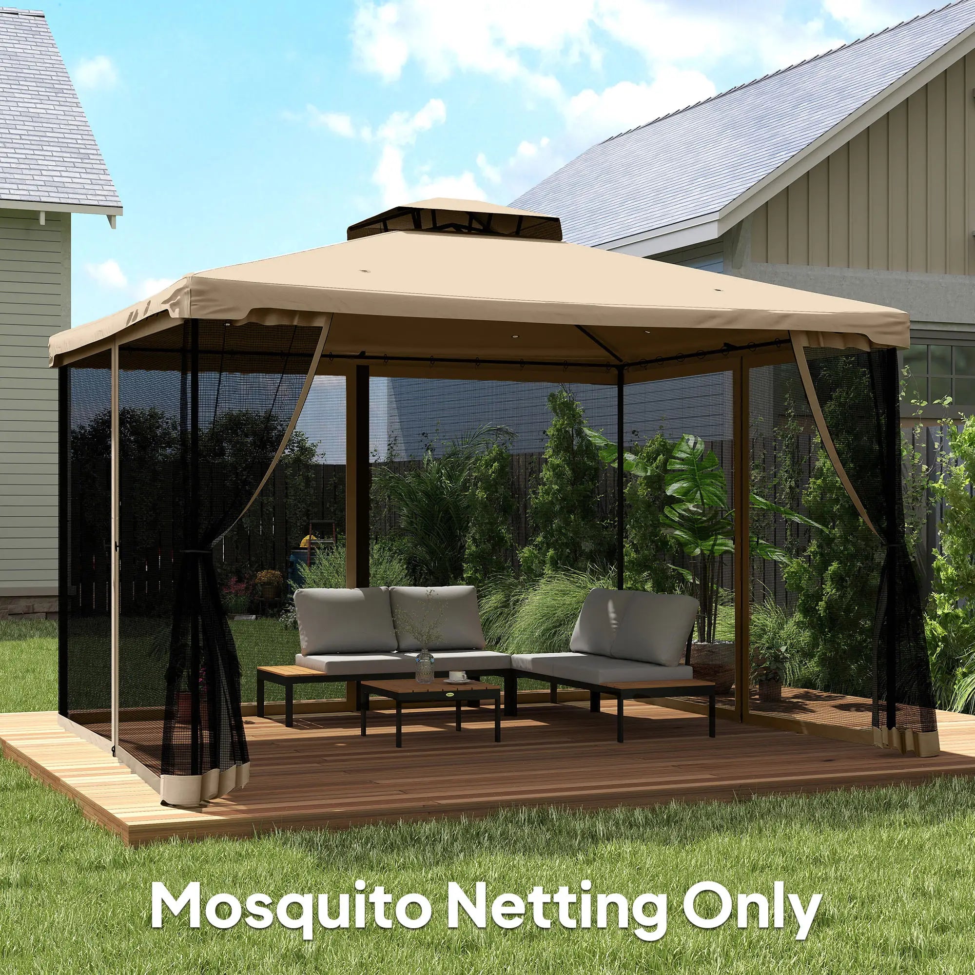 Replacement Mosquito Netting, 10' x 12', Beige, Black Gazebo Sidewalls at Gallery Canada