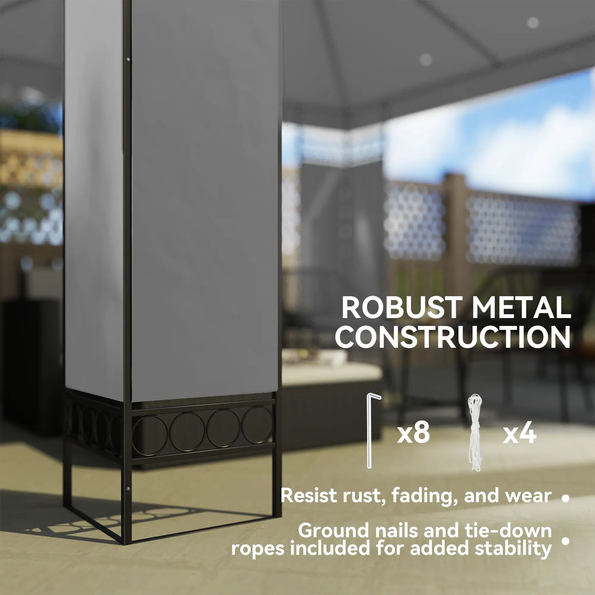 10x10 FT Canopy Gazebo, Double Roof With Screen Panels, Light Grey Gazebos at Gallery Canada