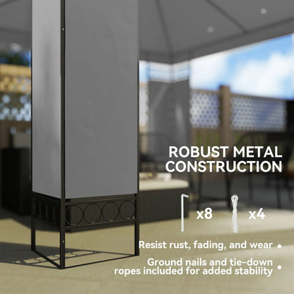 10x10 FT Canopy Gazebo, Double Roof With Screen Panels, Light Grey Gazebos at Gallery Canada