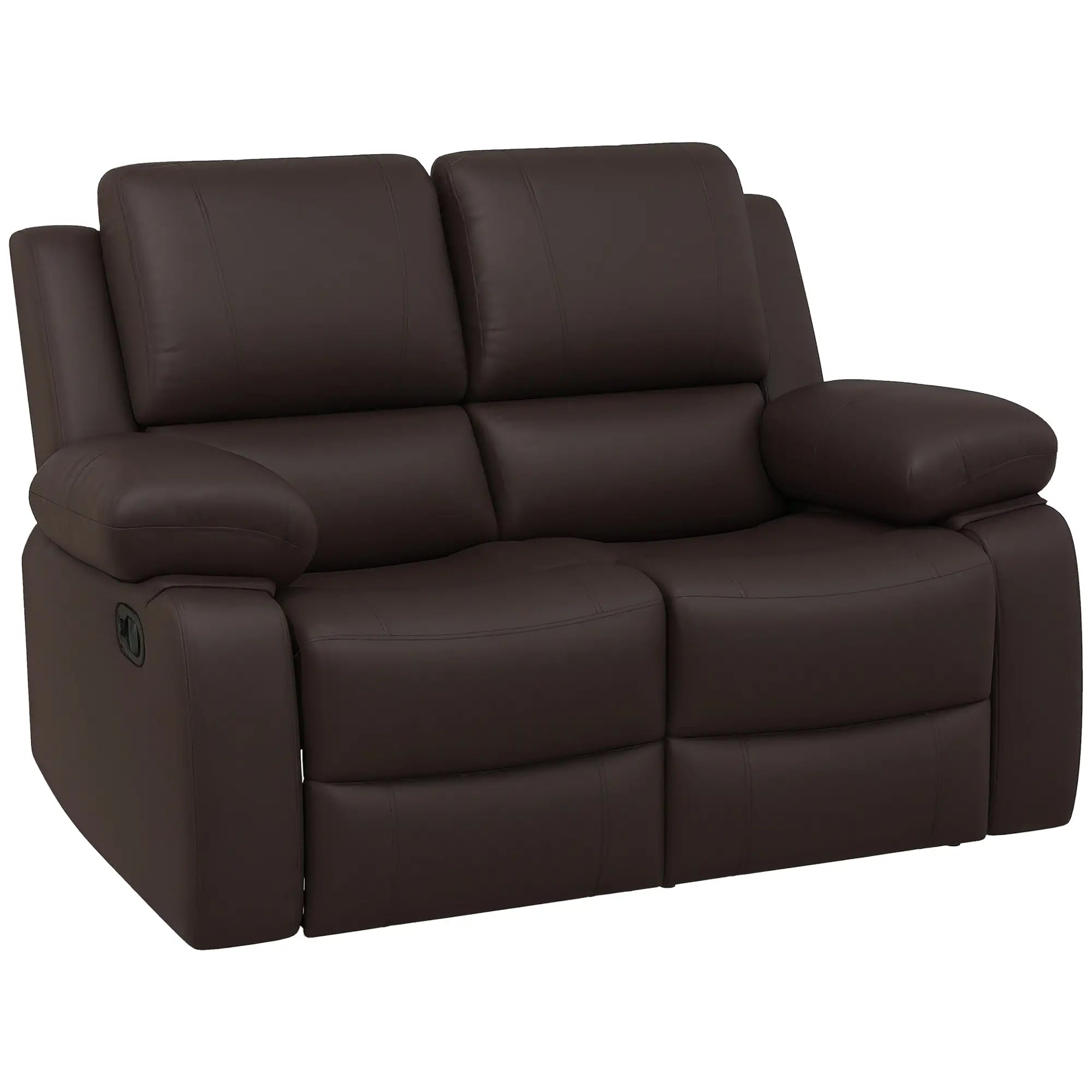 PU Leather Manual Recliner Sofa, Double Loveseat with Footrest, Brown 2-Seater Sofas at Gallery Canada