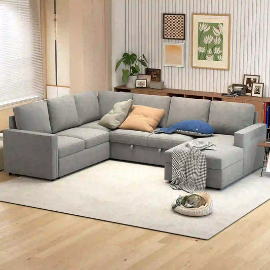 Pull Out Sofa Bed, Sleeper Couch with Storage, Velvet Upholstery, Velvet Sofas & Reclining Chairs Grey at Gallery Canada