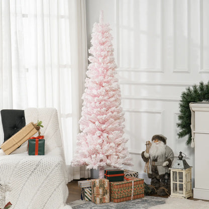 6ft Flocked Pencil Christmas Tree, Realistic Branch Tips, Pink Pencil Christmas Trees at Gallery Canada