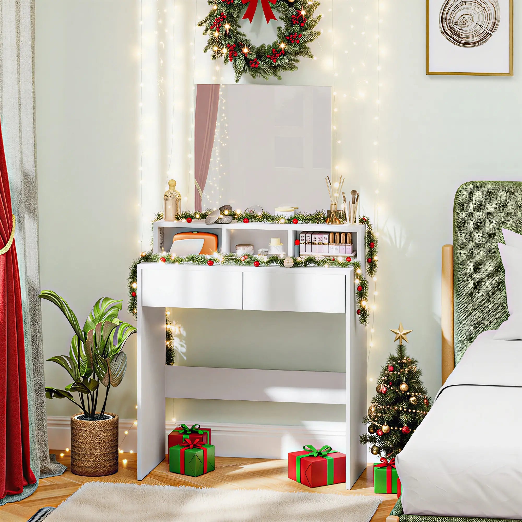 Modern Makeup Vanity Desk with Mirror, Drawers, White Dressing & Vanity Tables at Gallery Canada
