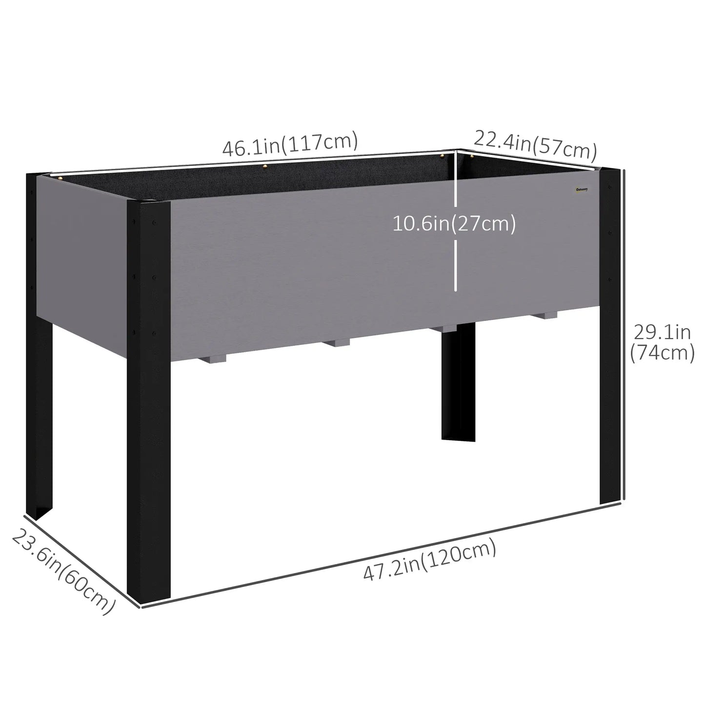 Raised Garden Bed, Elevated Planter Box, 47x24x29 Inches, Grey Raised Garden Beds at Gallery Canada