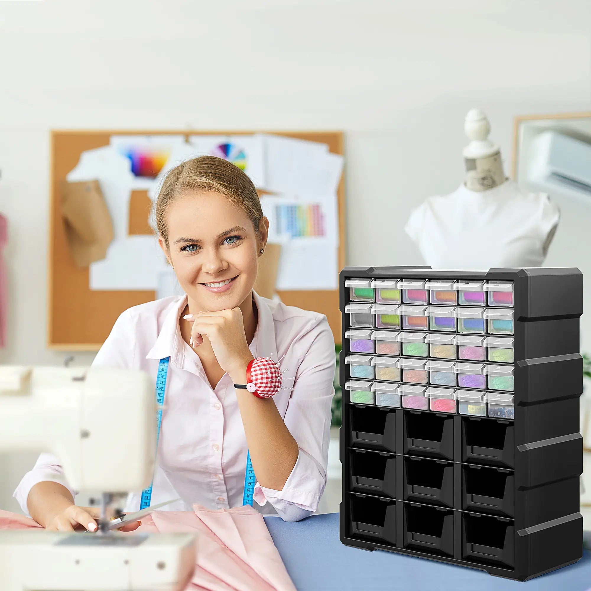 Plastic 39 Drawer Parts Organizer, Wall Mount Storage Cabinet, 2, Black Tool Organizers at Gallery Canada