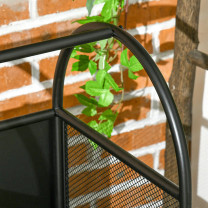 15" Outdoor Firewood Rack With Wheels, Heavy Duty Log Storage, Black Firewood Racks at Gallery Canada