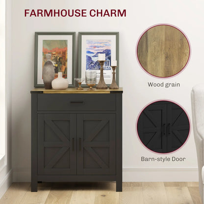 Farmhouse Buffet Cabinet, 1 Drawer, Storage Cabinet, Adjustable Shelf, Black Bar Cabinets at Gallery Canada