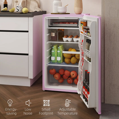 Compact Refrigerator, Mini Fridge with Freezer, Adjustable Shelf, Pink Small Kitchen Appliances at Gallery Canada