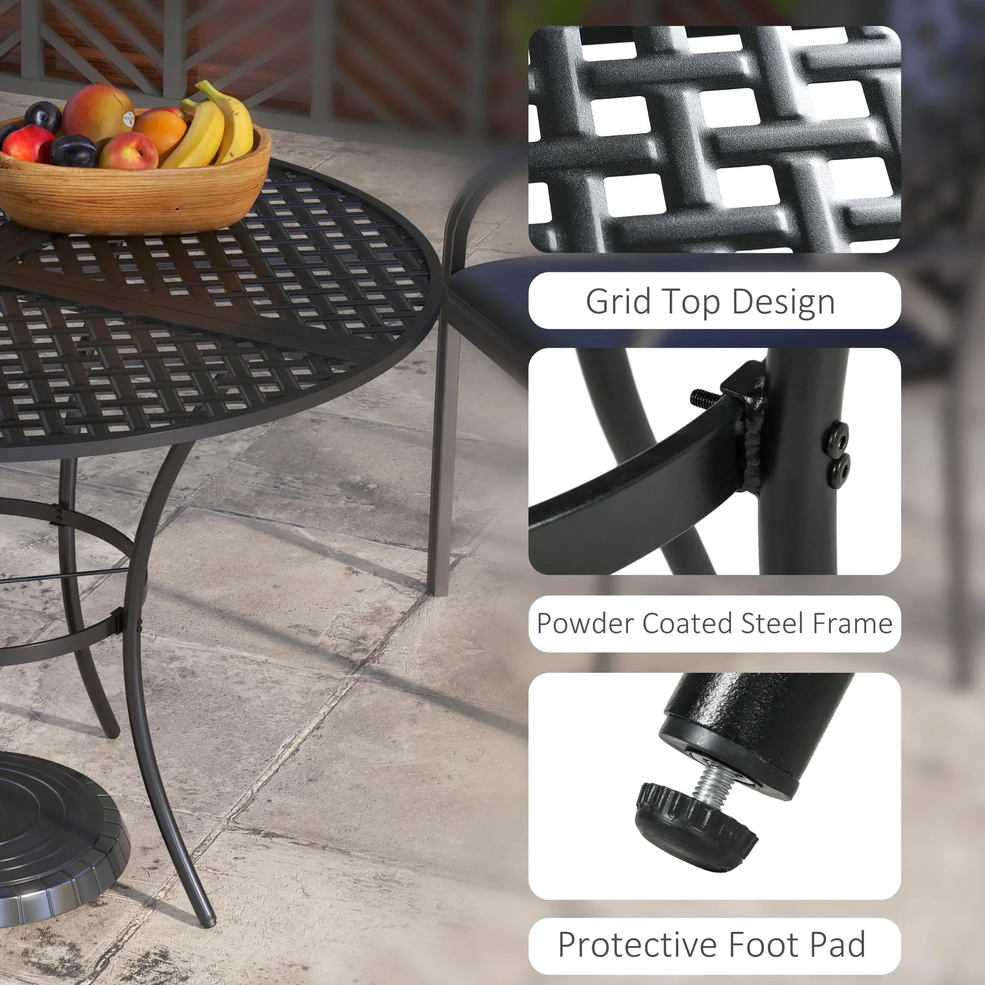 42" Round Outdoor Dining Table for 4, Metal Patio Table with Umbrella Hole Outdoor Dining Sets at Gallery Canada