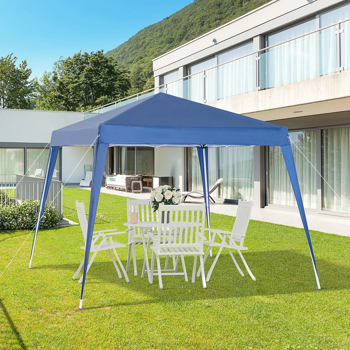 8' x 8' Pop Up Canopy, Portable Folding Tent, Blue Pop Up Canopies at Gallery Canada