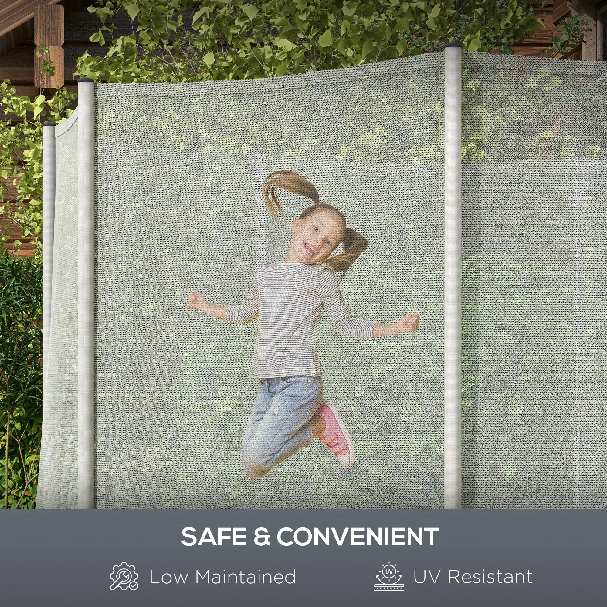 14FT Trampoline Enclosure Net with 8 Poles, Grey Trampolines at Gallery Canada