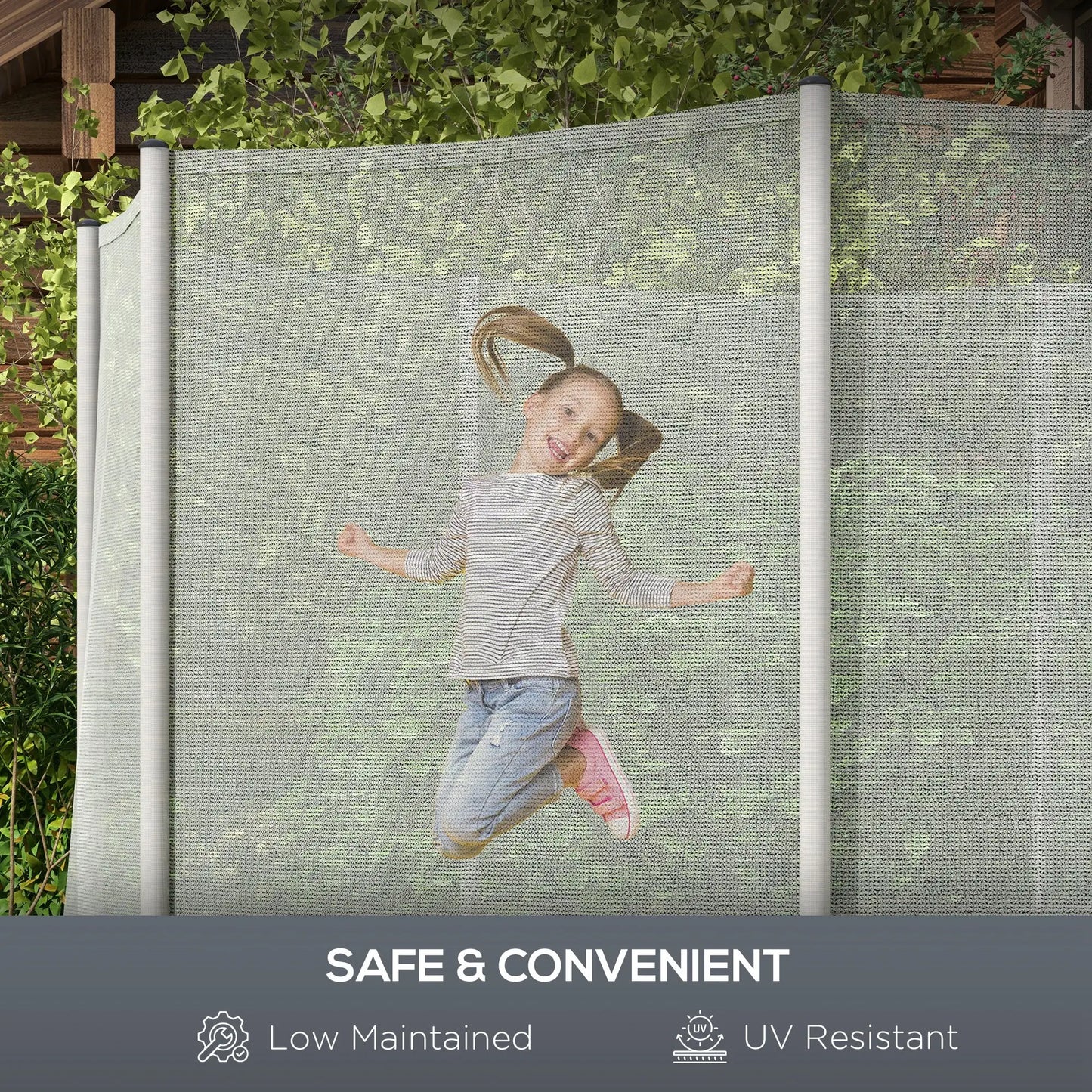 14FT Trampoline Enclosure Net with 8 Poles, Grey Trampolines at Gallery Canada